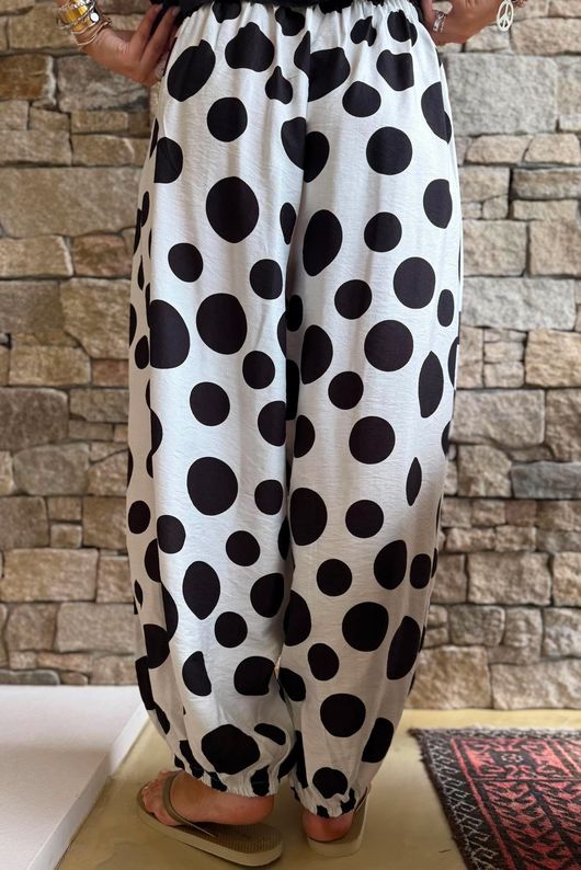 Basso Big Dot Balloon Cuff Pant White & Black